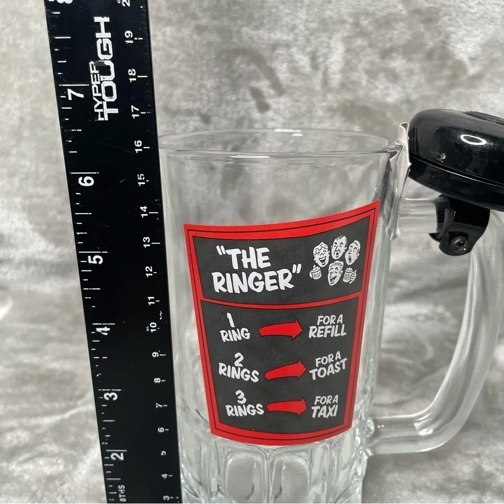Wembley The Ringer 20 oz Beer Mug with Service Bell Clear Glass Novelty Gag Gift